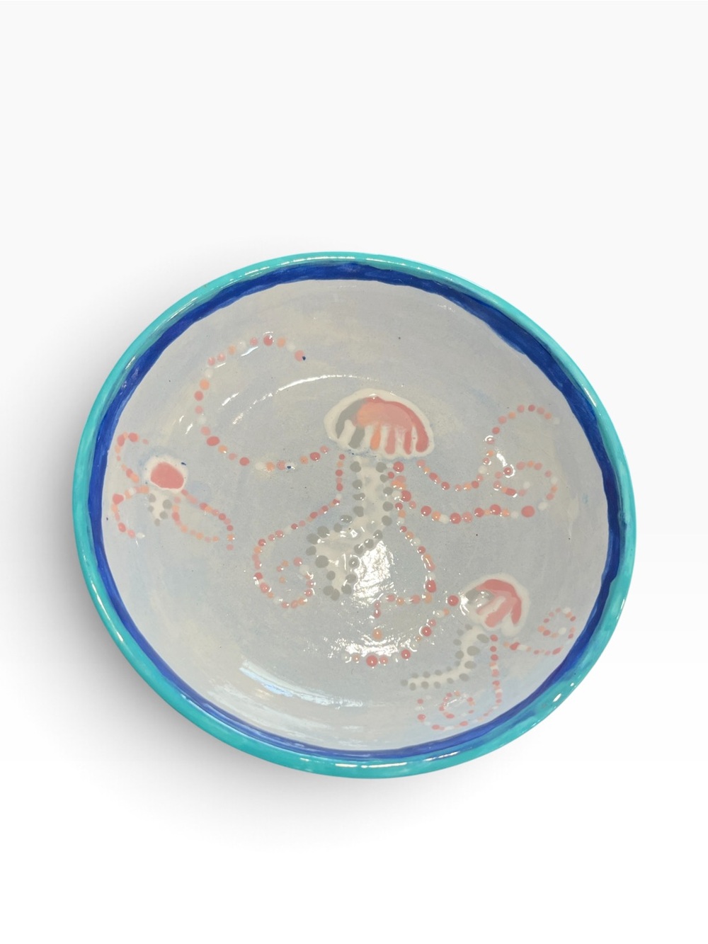 Handmade Art Pottery Squid Bowl Signed Eva Beach Coastal